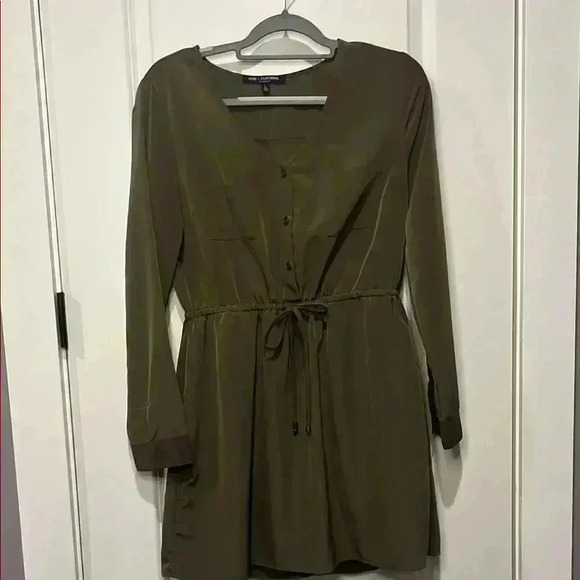 ONE CLOTHING OLIVE GREEN LONG SLEEVE MINI DRESS - Picture 1 of 8